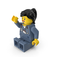 Lego Woman Doctor Sittings Arms Up Down PNG & PSD Images