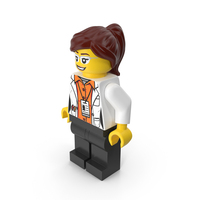 Lego Woman Scientist Arms Down PNG & PSD Images