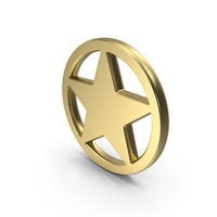 Gold Circular Star Symbol PNG & PSD Images