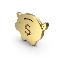 Piggy Bank With Dollar Money and Finance Symbol Gold PNG & PSD Images