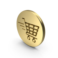 Gold Round Shopping Cart Symbol PNG & PSD Images