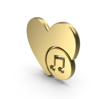 Heart with Music Note Symbol Gold PNG & PSD Images