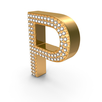 Gold With Diamond Letter P PNG & PSD Images