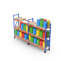 Metal Shelf Pallet Rack And Barrels PNG & PSD Images