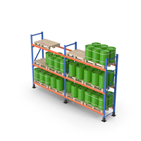 Pallet Rack And Metal Barrels PNG & PSD Images