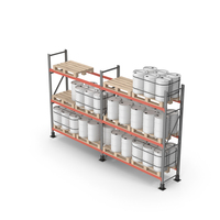 Metal Shelf Pallet Rack And Barrels PNG & PSD Images