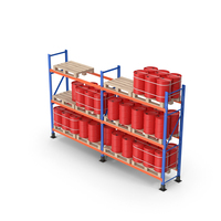 Pallet Rack And Red Barrels PNG & PSD Images