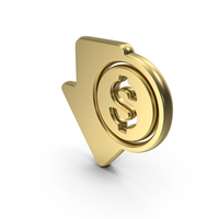 Arrow Down Dollar Decrease Revenue Fall Symbol Gold PNG & PSD Images