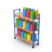 Metal Shelf / Pallet Rack And Barrels PNG & PSD Images