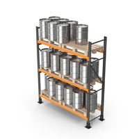 Metal Shelf Pallet Rack And Metal Barrels PNG & PSD Images