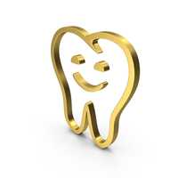 SMILING TOOTH ICON GOLD PNG & PSD Images