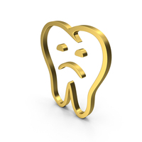 SAD TOOTH ICON GOLD PNG & PSD Images