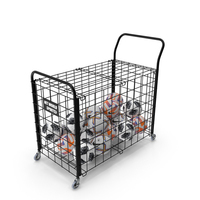Black Metal Organizer Containing Soccer Balls PNG & PSD Images