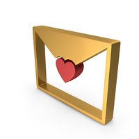 Gold Heart Mail Web Symbol PNG & PSD Images