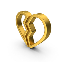 Gold Broken Heart Symbol PNG & PSD Images