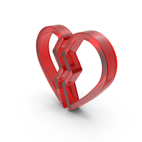 Red Glass Broken Heart Symbol PNG & PSD Images