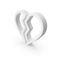White Broken Heart Symbol PNG & PSD Images