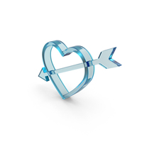 Blue Glass Heart With Arrow Symbol PNG & PSD Images