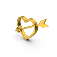 Heart with Arrow Gold PNG & PSD Images