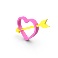 Pink & Yellow Heart With Arrow Symbol PNG & PSD Images