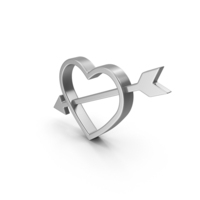 Silver Heart With Arrow Symbol PNG & PSD Images