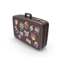 Suitcase With Symbols Of World Countries PNG & PSD Images