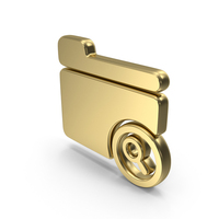 Gold Search Folder Symbol PNG & PSD Images