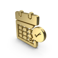 Gold Calendar With Check Mark Symbol PNG & PSD Images