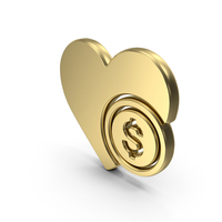 Gold Heart With Dollar Charity Symbol PNG & PSD Images