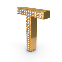 Gold With Diamond Letter T PNG & PSD Images