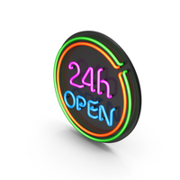 Neon 24 Hours Open Sign PNG & PSD Images