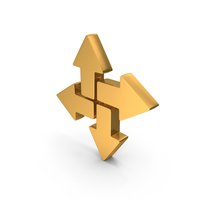 Four Ways Arrows  Icon Gold PNG & PSD Images