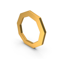 Outline Nonagon Basic Geometric Icon Gold PNG & PSD Images