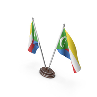 Comoros Cloth Two Flags Stand PNG & PSD Images