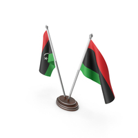 Libya Cloth Two Flags Stand PNG & PSD Images