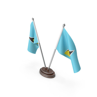 Saint Lucia Cloth Two Flags Stand PNG & PSD Images