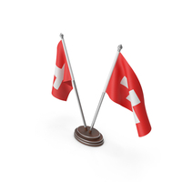 Switzerland Cloth Two Flags Stand PNG & PSD Images