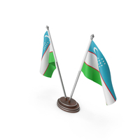 Uzbekistan Cloth Two Flags Stand PNG & PSD Images