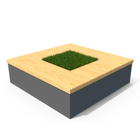 Street Flowerbed With A Grass And A Bench PNG & PSD Images