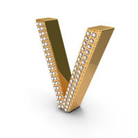 Gold With Diamond Letter V PNG & PSD Images