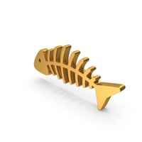 Fish Bone Skeleton Icon Gold PNG & PSD Images