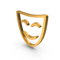 Out Line Comedy Theatrical Masks Smile Icon Gold PNG & PSD Images
