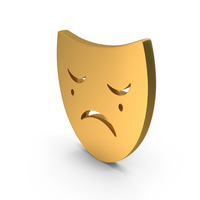 Tragedy Theatrical Masks Sad Icon Gold PNG & PSD Images