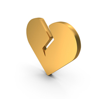 Breakup Broken Divorce Heart Icon Gold PNG & PSD Images