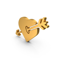 Breakup Heart With Arrow Icon Gold PNG & PSD Images