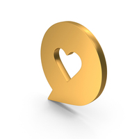 Chat Heart Icon Gold PNG & PSD Images