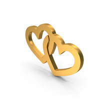 Gold Couple Hearts Love Icon PNG & PSD Images
