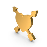 Cupid Heart Arrows Icon Gold PNG & PSD Images
