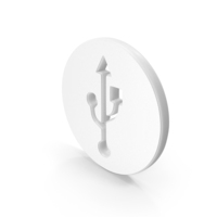White USB Circular Symbol PNG & PSD Images