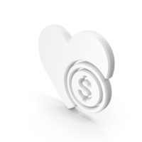 Heart With Dollar Charity Symbol Donation Humanity Symbol White PNG & PSD Images
